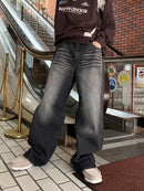 【10日以内お届け】 ウォッシュドブラックバギーデニム L2011