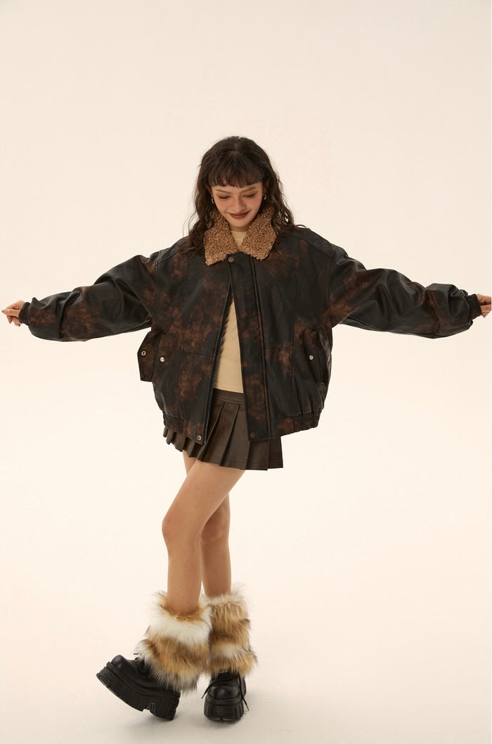 ネット完売品♡メイラードラベルレザージャケット L0877