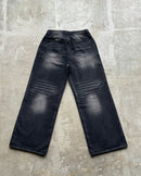 【10日以内お届け】 ウォッシュドブラックバギーデニム L2011