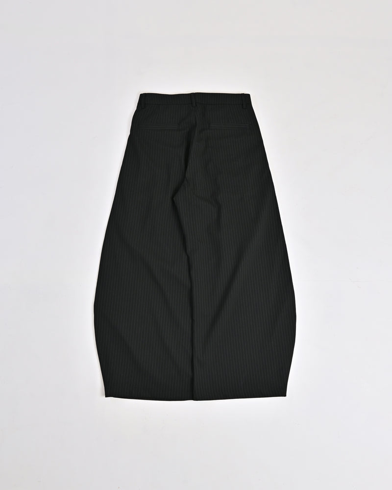 【Meer.】ストライプラップバルーンパンツBLK 7日以内お届け】ストライプバルーンスラックス L2198