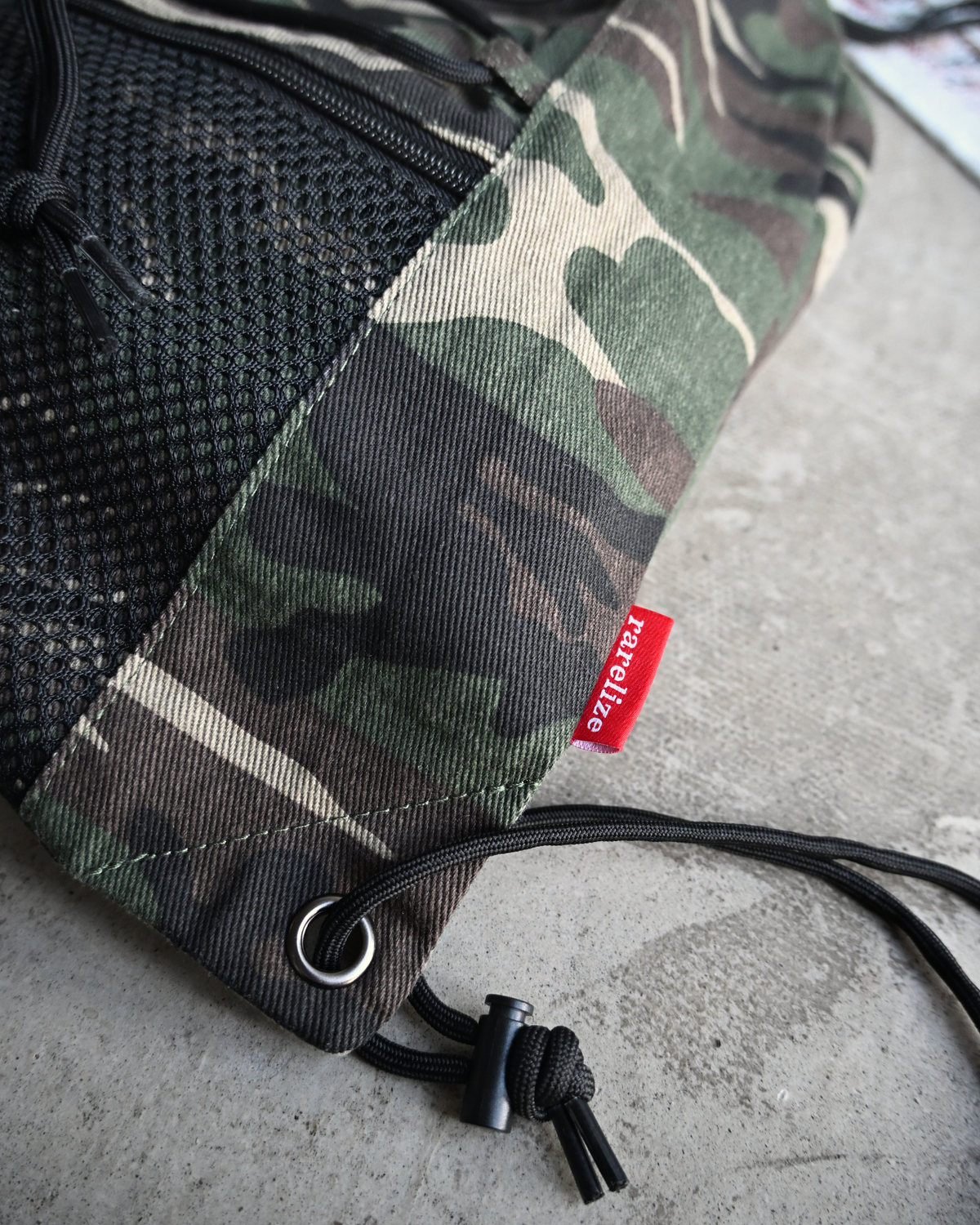 オーダー☆迷彩カモフラナップサック2枚☆横35×40×マチ6。紐ブラック。飛行機、クルマタグ 10日以内お届けカモフラナップザック L2102