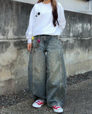 【10日以内お届け】ウォッシュドステッチバルーンデニム L2090