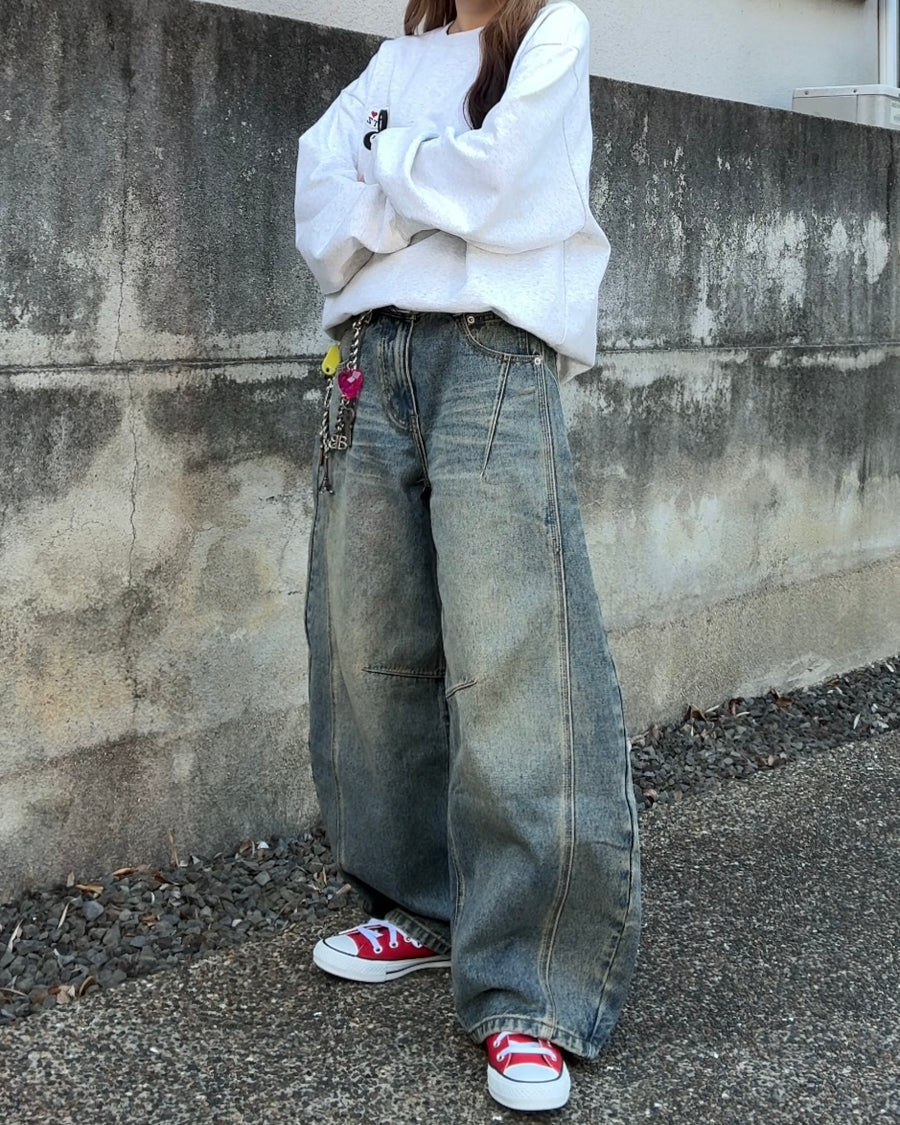 7日以内お届け】ウォッシュドステッチバルーンデニム L2090