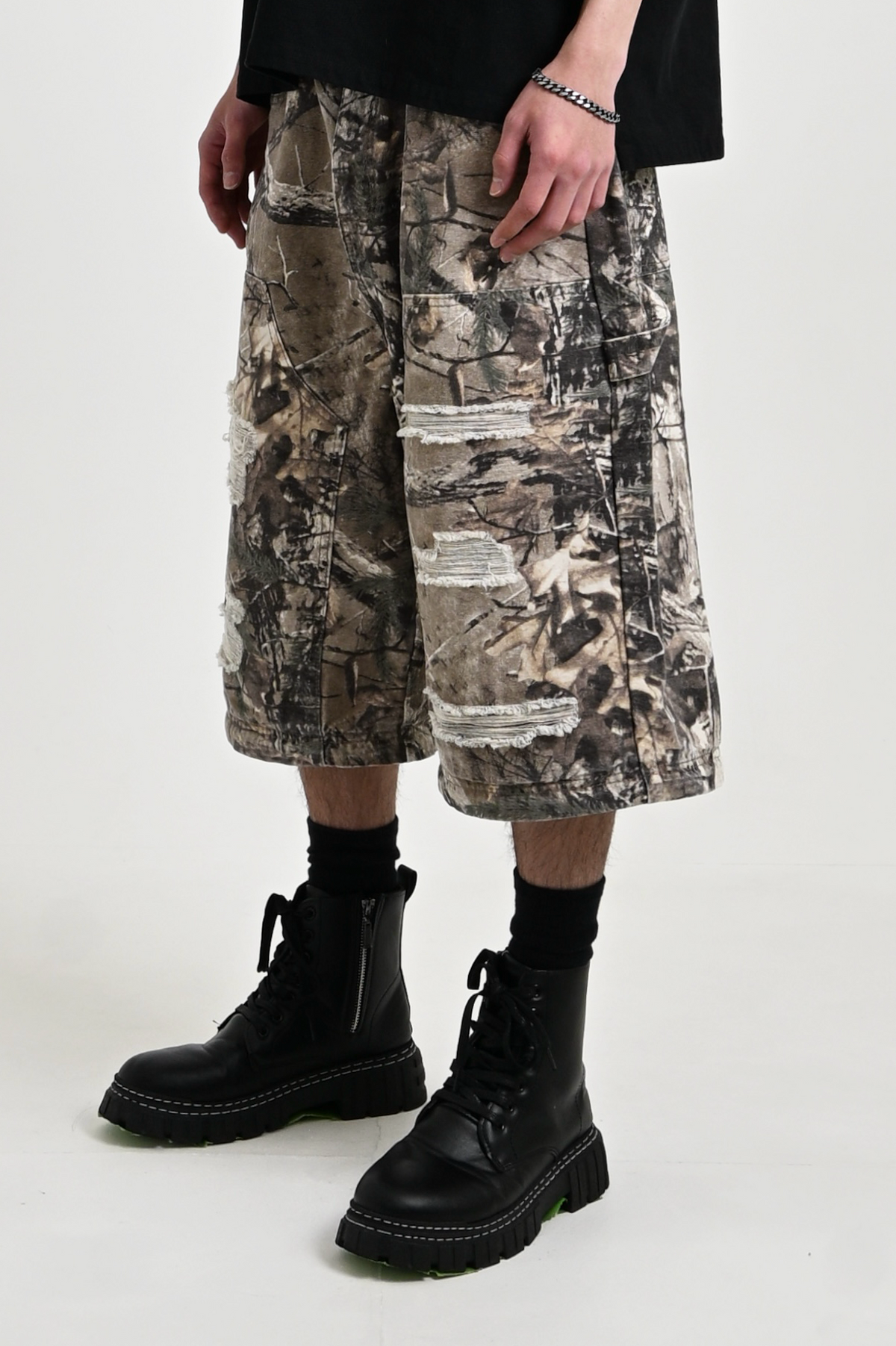 リアルツリーパンツ　2way ワイドパンツ　ハーフパンツ 10日以内お届け】 リアルツリーダメージ2WAYパンツ L2058
