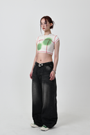 【10日以内お届け】 ウォッシュドブラックバギーデニム L2011