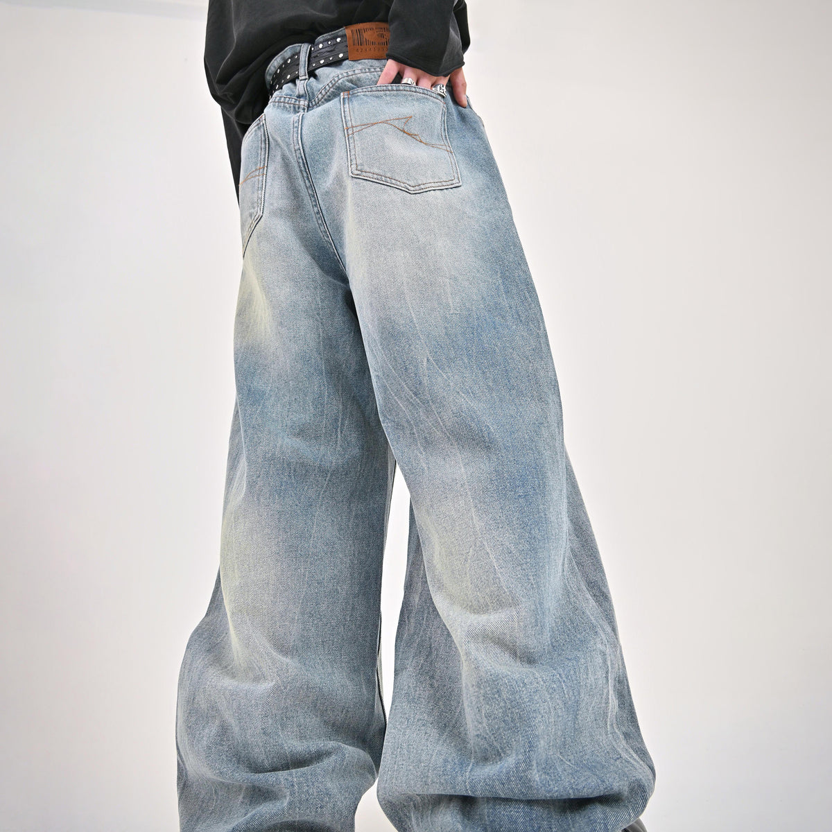 10日以内お届け】ウォッシュドクラックバギーデニム L2085