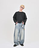 【10日以内お届け】ウォッシュドクラックバギーデニム L2085