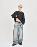 【10日以内お届け】ウォッシュドクラックバギーデニム L2085