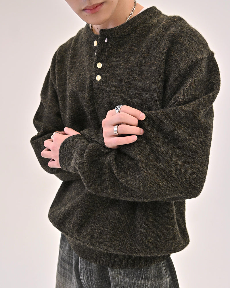 【10日以内お届け】ウールブレンドヘンリーネックニット L2143