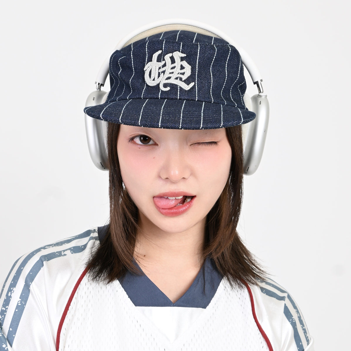 10日以内お届け】ストライプフラットトップキャップ L2160