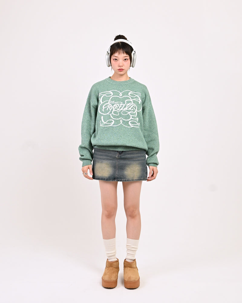 【10日以内お届け】 クルーネックメランジニット L2144
