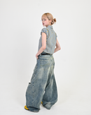 【10日以内お届け】カジュアルダメージバルーンデニム L2079