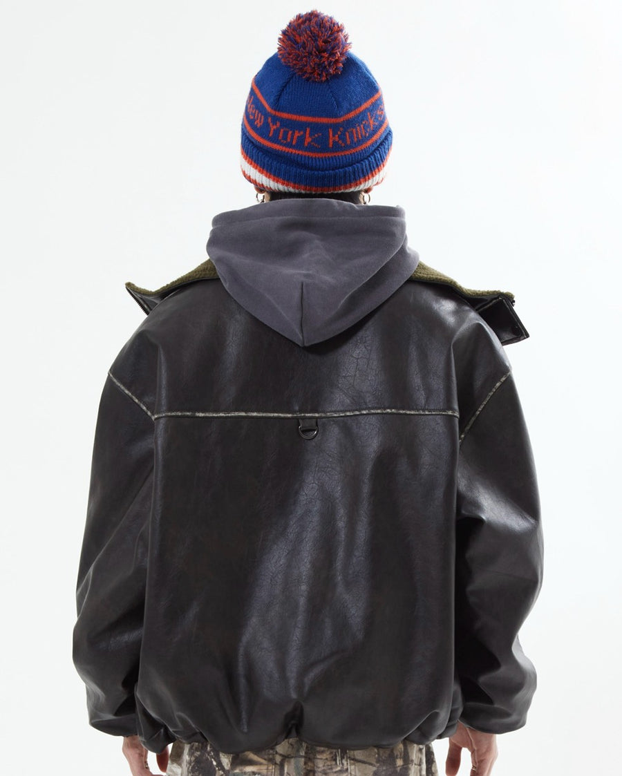 L2084　Lサイズ（black）　リバーシブルPUレザージャケット 10日以内お届け】リバーシブルPUレザージャケット L2084