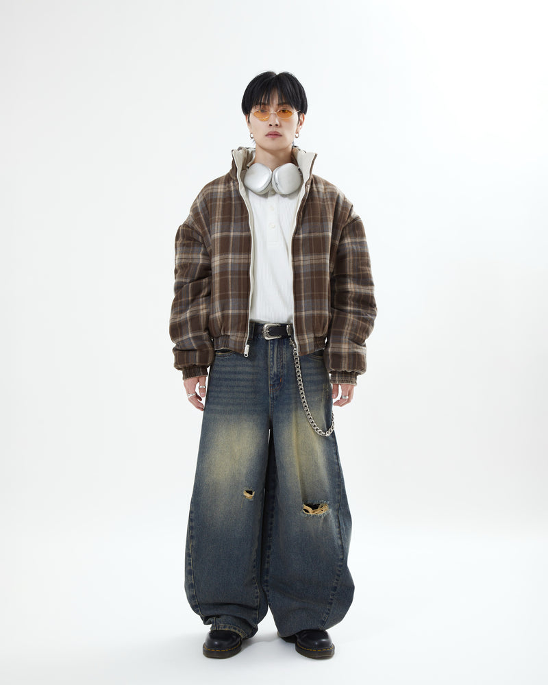 【10日以内お届け】リバーシブルチェックアウター L2142