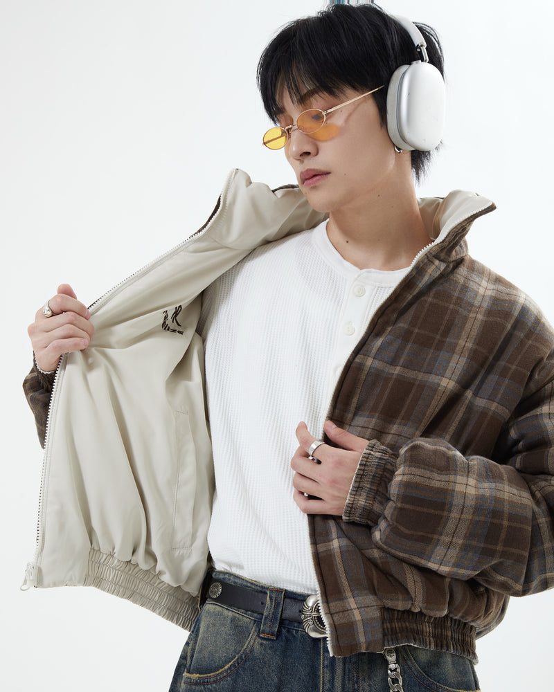 【10日以内お届け】リバーシブルチェックアウター L2142